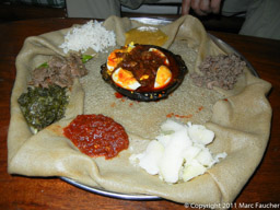 Local food called Mahberawi served on Injera, the Ethiopian bread
Restaurant
Axum, Ethiopia