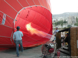 Filling hot air balloon