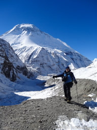 Marc climbing along the moraine
Dhaulagiri I is in the background
Day 10 of the Dhaulagiri Trek
Enroute to the French Col, Nepal