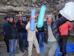 Porter tip Ceremony and raffle at Hotel Chez Nisa 
Day 12 of the Dhaulagiri Trek
Marpha, Nepal
