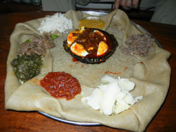 Local food called Mahberawi served on Injera, the Ethiopian bread
Restaurant
Axum, Ethiopia
