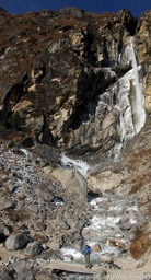 Icy waterfall below Kambachen