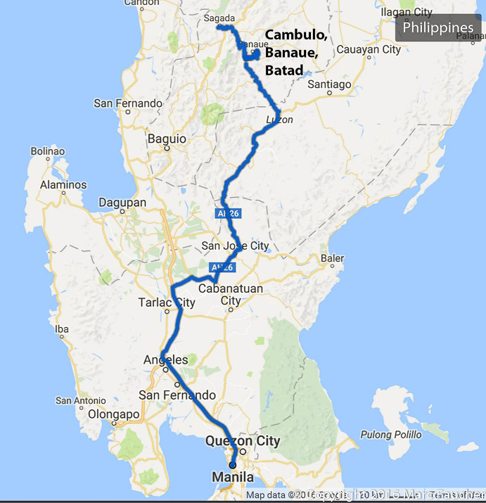 "Luzon, Philippines Route Map", Philippines and Thailand, Fall, 2016